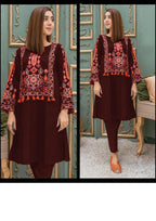 Women’s Stitched Linen Embroidered 2-Piece Suit – Shirt & Trouser
