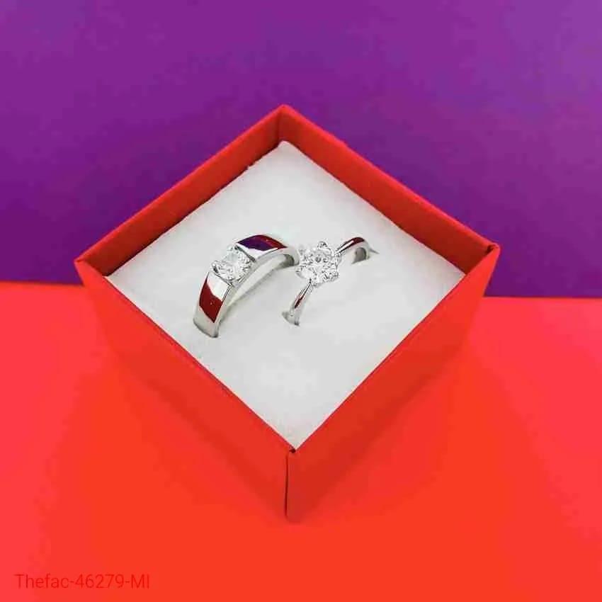 Charm Couple’s Ring Set – Silver Plated Stainless Steel Unisex Jewellery (2 Pcs)