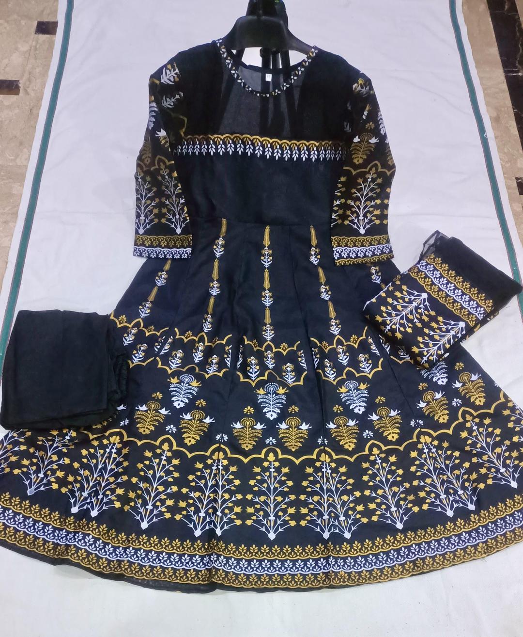 Elegant Teal Katan Silk Block Printed Maxi Suit – 3 Pcs Formal Wear Set