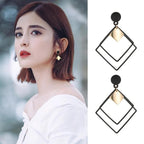Stylish Square Design Earrings for Women – Black Alloy Jewellery (2 Pcs Set)