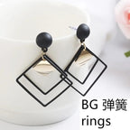 Stylish Square Design Earrings for Women – Black Alloy Jewellery (2 Pcs Set)