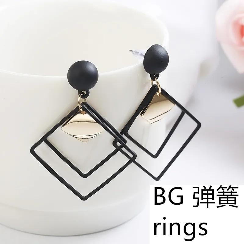 Stylish Square Design Earrings for Women – Black Alloy Jewellery (2 Pcs Set)