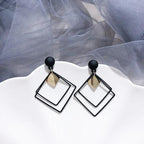 Stylish Square Design Earrings for Women – Black Alloy Jewellery (2 Pcs Set)