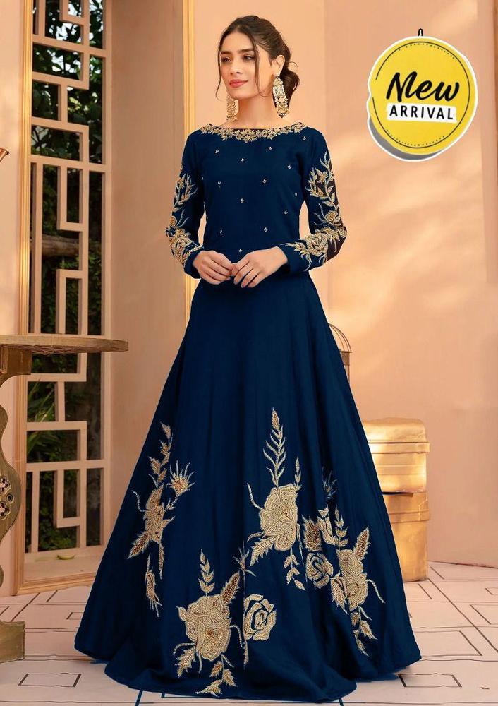 Women’s Stitched Shamoz Silk Embroidered Maxi – Elegant Formal Wear Dress (1 Pc)