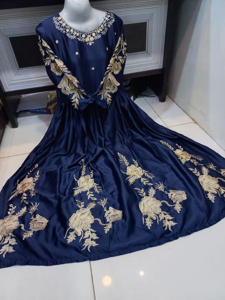 Women’s Stitched Shamoz Silk Embroidered Maxi – Elegant Formal Wear Dress (1 Pc)