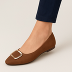 Brown Buckle Flats – Elegant & Comfortable Women’s Casual Footwear