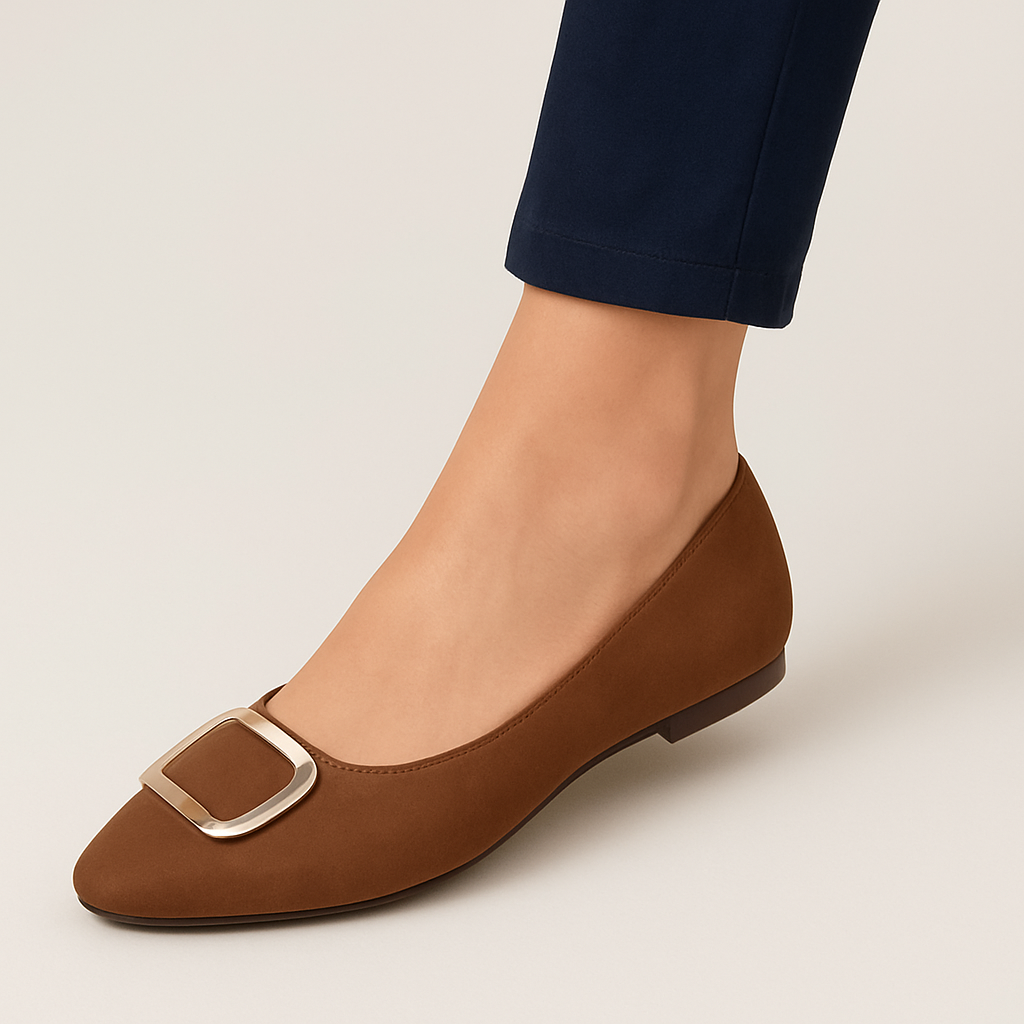 Brown Buckle Flats – Elegant & Comfortable Women’s Casual Footwear